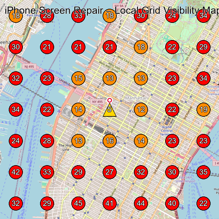 iPhone Screen Repair GeoGrid visibility map for Phone Repair Service in None
